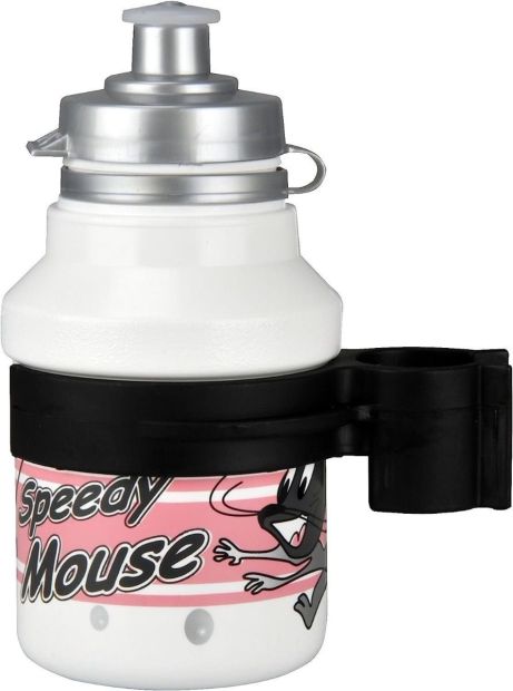 FISCHER Kinder Trinkflasche mit Fahrrad Halter 0.3L Kindermotiv Wasserflasche