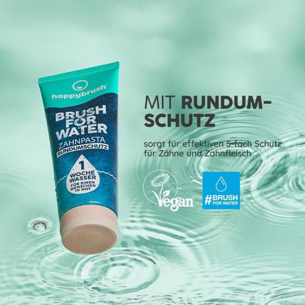 Happybrush Zahnpasta Brush4Water Vegan Rundumschutz Zahncreme 75ml [12ER PACK]