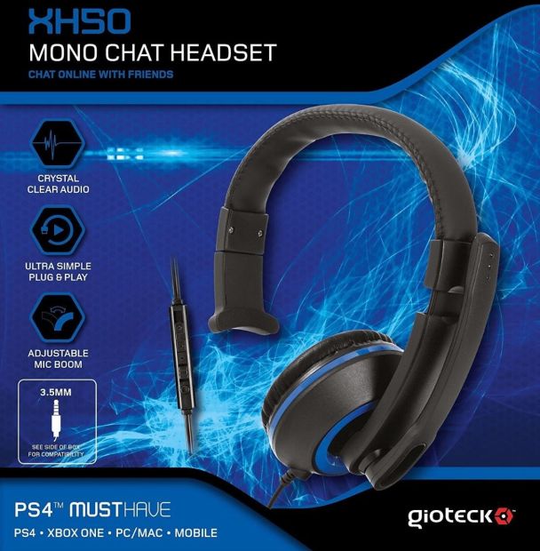 Gioteck XH50 Universell Mono Wired Headset Kabelgebunden Kopfhörer Blau [B-WARE]