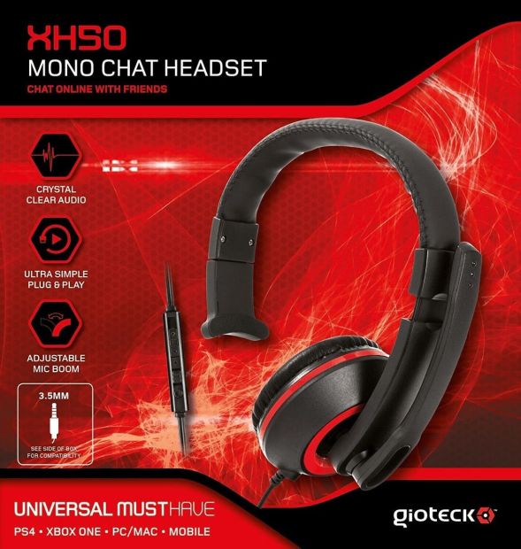 Gioteck XH50 Universell Mono Chat Wired Headset Kabelgebunden Kopfhörer Schwarz Gioteck XH50 Universell Mono Chat Wired Headset Kabelgebunden Kopfhörer Schwarz