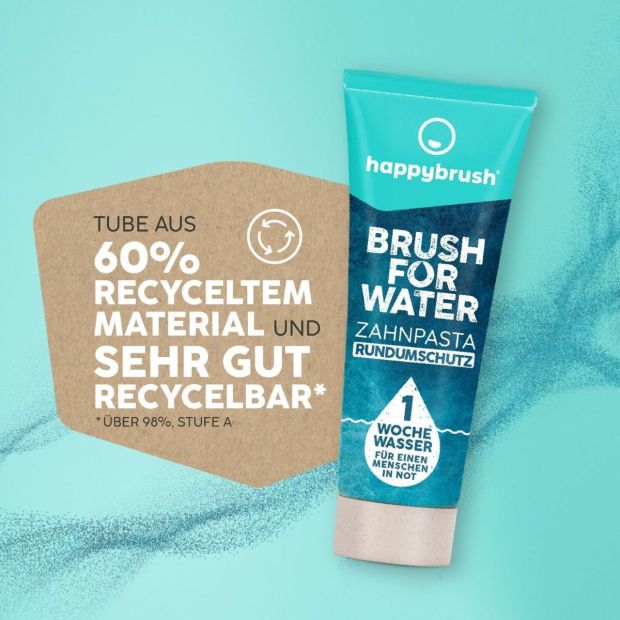 happybrush Zahnpasta Brush4Water Vegan Rundumschutz Zahncreme 75ml [10ER PACK]