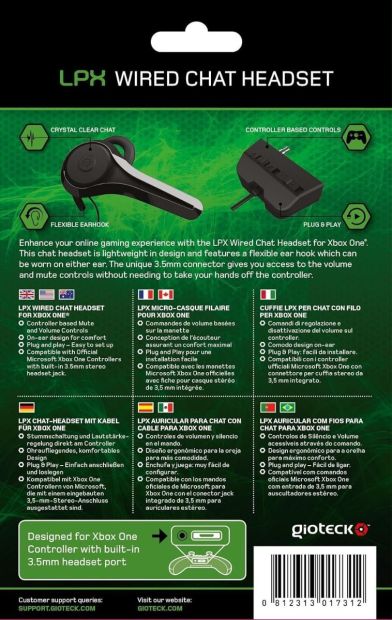 Gioteck LPX Wired Chat Headset für Xbox One Plug & Play Konsole Kopfhörer [B-WARE]