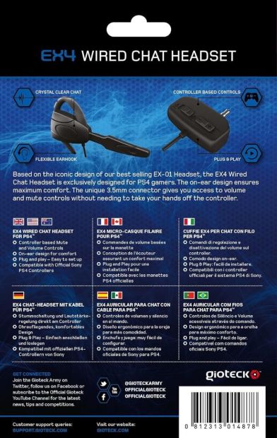 Gioteck EX4 Wired Chat Headset für Playstation 4 Plug & Play Kopfhörer mit Kabel [B-WARE]
