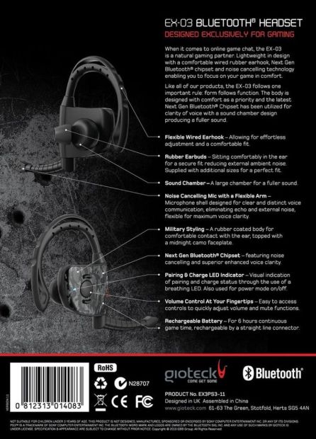 Gioteck EX-03 Gaming Kopfhörer Wireless Bluetooth Headset für PlayStation