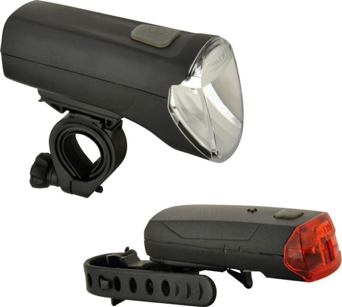 Fischer Fahrrad Beleuchtungs Set 70/30/15 Lux Front- und Rückleuchte IP44