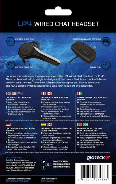 Gioteck LP4 Wired Chat Headset für Playstation 4 Plug & Play Kopfhörer mit Kabel [B-WARE]