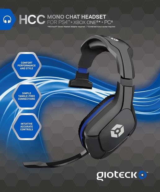 Gioteck HCC Mono Chat-Headset 3,5mm Kabelgebunden Kopfhörer für PS Schwarz [B-WARE]
