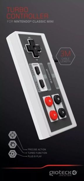 Gioteck Turbo Controller Kabelgebunden Gamepad für Nintendo Classic Mini NES Gioteck Turbo Controller Kabelgebunden Gamepad für Nintendo Classic Mini NES