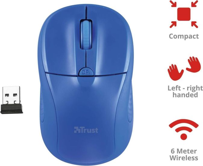 Trust Primo Kabellose Optische Maus 1600 DPI Blau [2er]