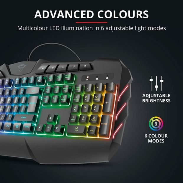 Trust GXT 881 Odyss Gaming Halbmechanische LED Tastatur DE Layout