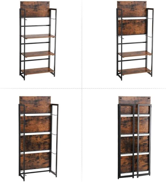 VASAGLE Standregal Bücherregal Regal Wandregal Klappregal Holz 4 Ebene 