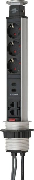 Brennenstuhl Tower Power 3 fach Tischsteckdose Einbausteckdose 2m