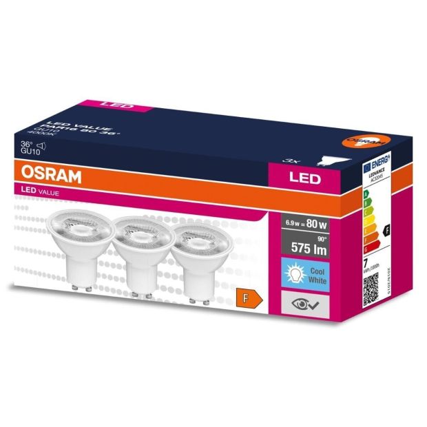 OSRAM LED GU10 Leuchtmittel Birne Spot 80W Reflektorlampe [3er-Pack]