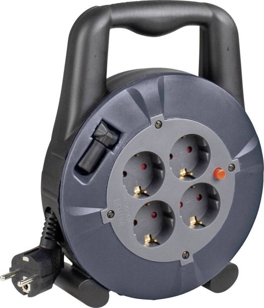 as-Schwabe Kabeltrommel 5m Kabelbox 4 fach Steckdose mit Schalter