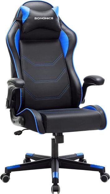 Songmics® Gaming Stuhl Racing Bürostuhl Schreibtischstuhl Schwarz-Blau