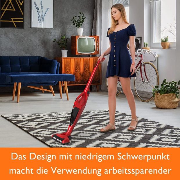 Orfeld Akku Staubsauger Bodenreiniger Handstaubsauger Kabellos Rot 4 in 1 