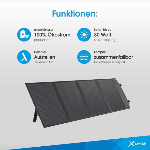XLayer Solartasche Solaranlage Komplettset 80W mobile Solarmodul XLayer Solartasche Solaranlage Komplettset 80W mobile Solarmodul