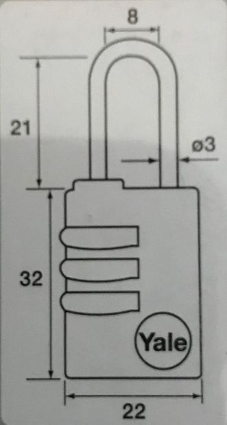 Yale® 22 mm Standard Messing-Kombinationshangschloss Zahlenvorhangschloss Yale® 22 mm Standard Messing-Kombinationshangschloss Zahlenvorhangschloss