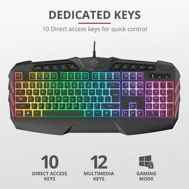 Trust GXT 881 Odyss Gaming Halbmechanische LED Tastatur DE Layout