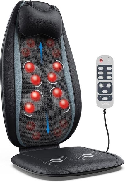 RENPHO Massagesitzauflage Wärmefunktion Rückenmassagegerät S-Form mit Vibration 