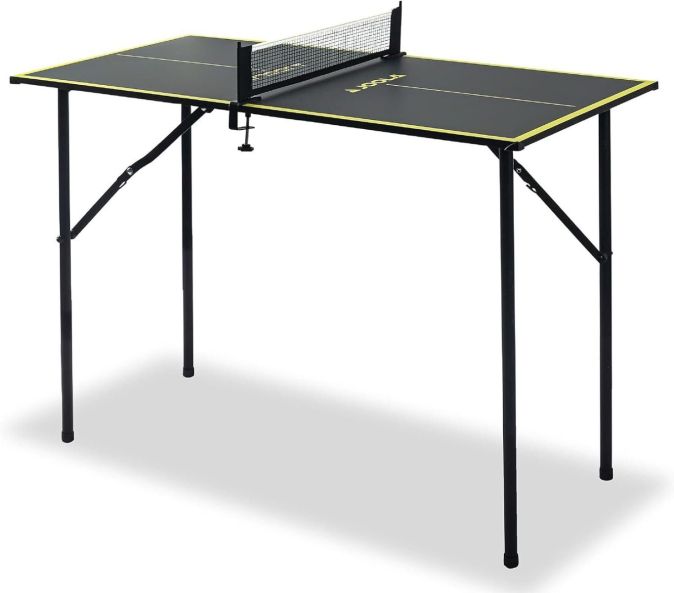 JOOLA Mini Tischtennisplatte mit Netz 90x45cm & 12x Tischtennisbälle & 2x Tischtennisschläger