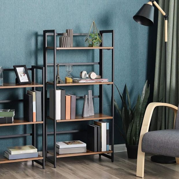 VASAGLE Standregal Bücherregal Regal Wandregal Klappregal Holz 4 Ebene 