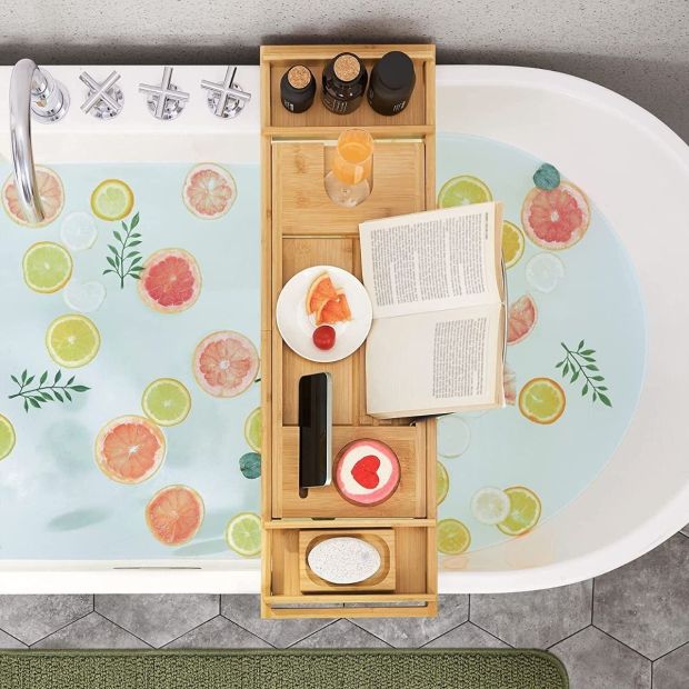 SONGMICS® Ausziehbare Badewannenablage Badewannenbrett Ablagen SONGMICS® Ausziehbare Badewannenablage Badewannenbrett Ablagen