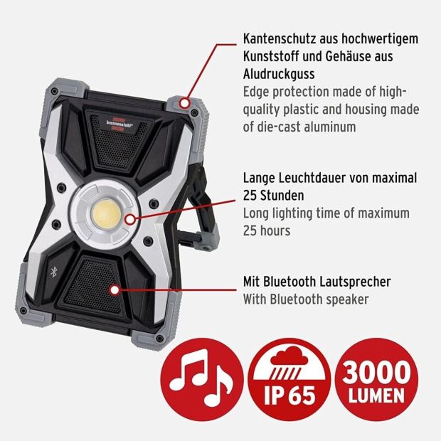 Brennenstuhl Rufus 3010 Akku LED Strahler Außen Flutlicht 70W Fluter +Radio