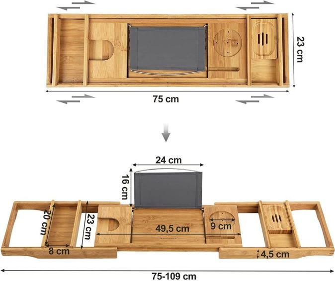 SONGMICS® Ausziehbare Badewannenablage Badewannenbrett Ablagen SONGMICS® Ausziehbare Badewannenablage Badewannenbrett Ablagen