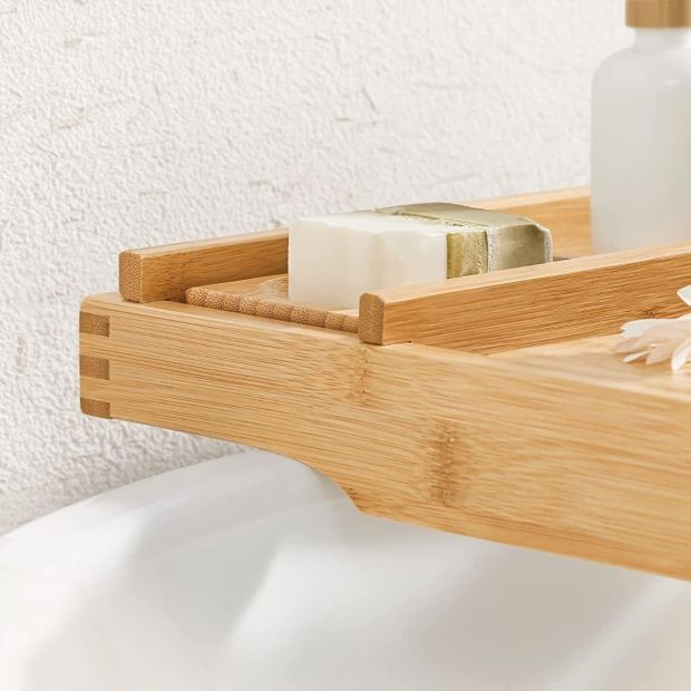 SONGMICS® Ausziehbare Badewannenablage Badewannenbrett Ablagen 