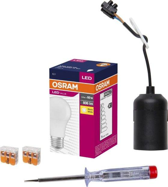 Osram Renovierungsset Stromprüfer E27 Baustellenfassung 5 teilig
