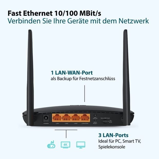 TP-Link TL-MR6400 WLAN 4G LTE Router LAN/WAN-Port [B-WARE]