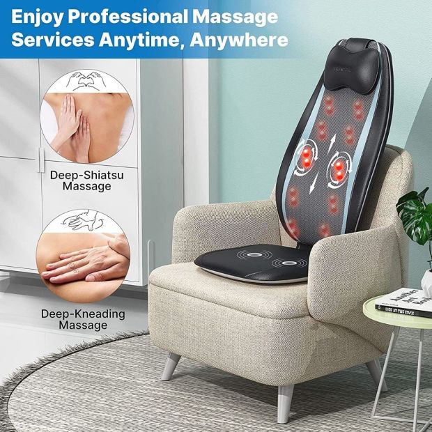 RENPHO Massagesitzauflage Wärmefunktion Rückenmassagegerät S-Form mit Vibration 