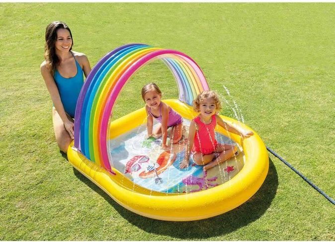 Intex Kinderpool XXL Rainbow Spray Pool Schwimmbecken