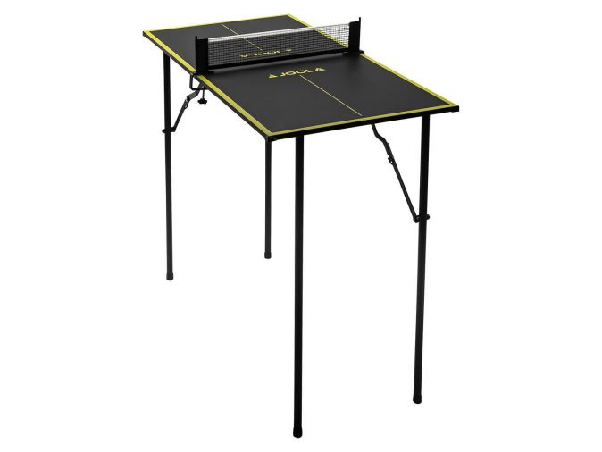 JOOLA Mini Tischtennisplatte mit Netz 90x45cm & 12x Tischtennisbälle & 2x Tischtennisschläger