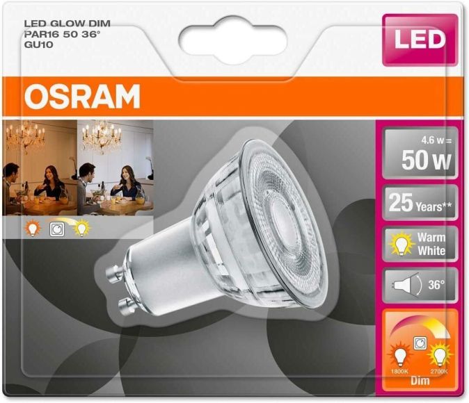 OSRAM GU10 LED Spot GLOWdim Reflektor Lampe Dimmbar 4,5W=50W Leuchte warmweiss [B-WARE]