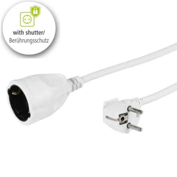 Vivanco Verlängerungskabel Stromkabel Stecker 3m Verlängerung Kabel