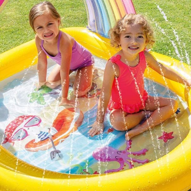 Intex Kinderpool XXL Rainbow Spray Pool Schwimmbecken