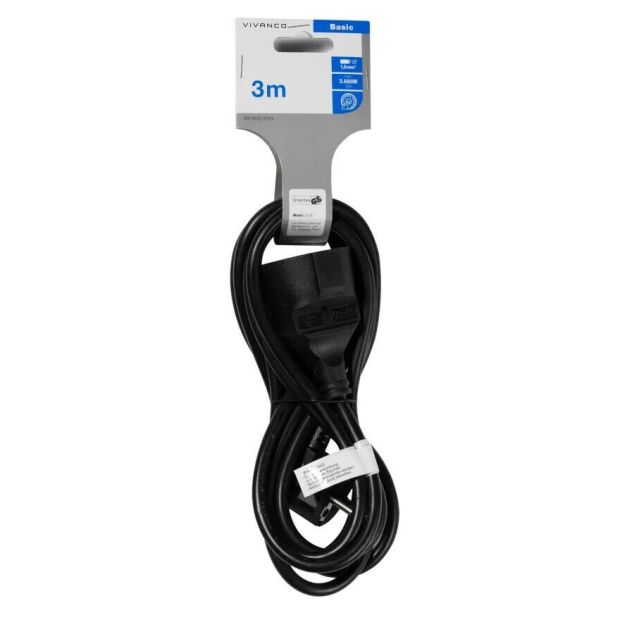 Vivanco Schutzkontakt Verlängerungskabel 3m Stromkabel Stecker Vivanco Schutzkontakt Verlängerungskabel 3m Stromkabel Stecker