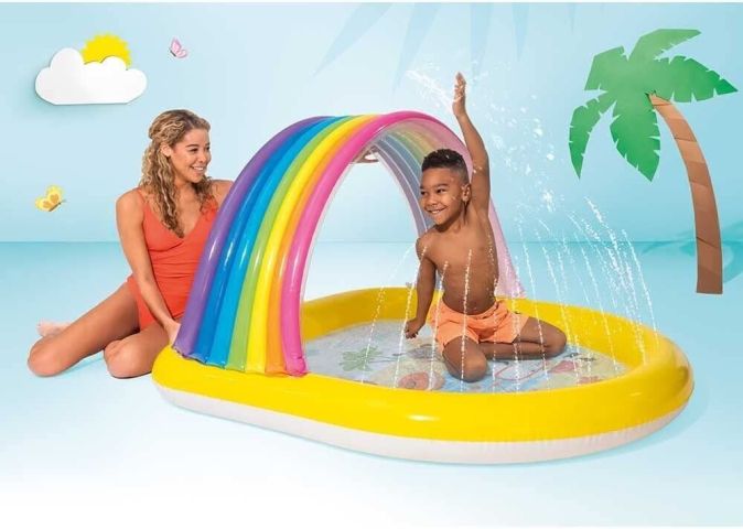 Intex Kinderpool XXL Rainbow Spray Pool Schwimmbecken