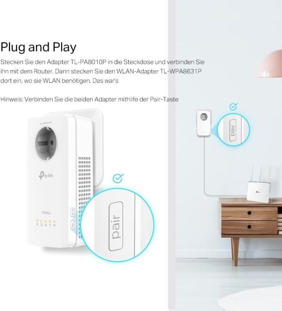 TP-LINK TL-WPA8631P AV1300 Powerline Adapter Kit Dualband Steckdose WLAN [B-WARE]
