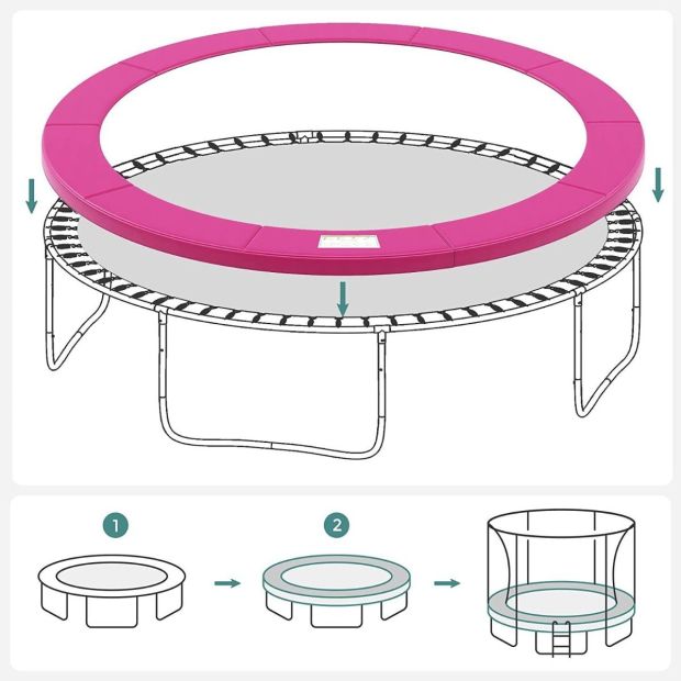 Songmics Trampolin Randabdeckung Ø 244cm Trampolinmatte Pink