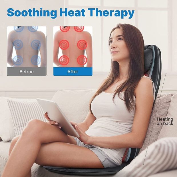 RENPHO Massagesitzauflage Wärmefunktion Rückenmassagegerät S-Form mit Vibration 
