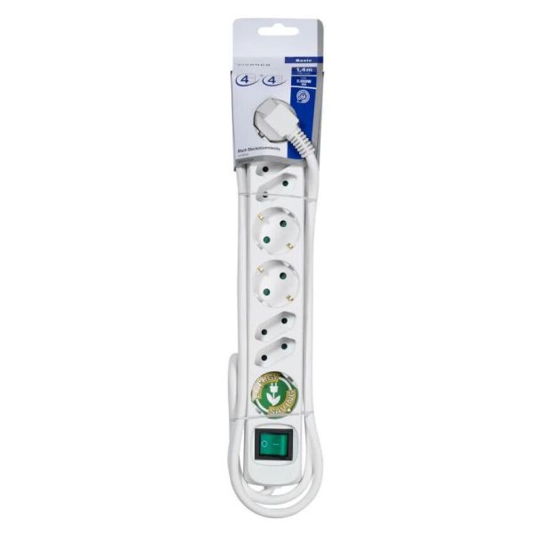 VIVANCO Steckdosenleiste mit Schalter 8 fach [4x Schuko + 4x Euro] 