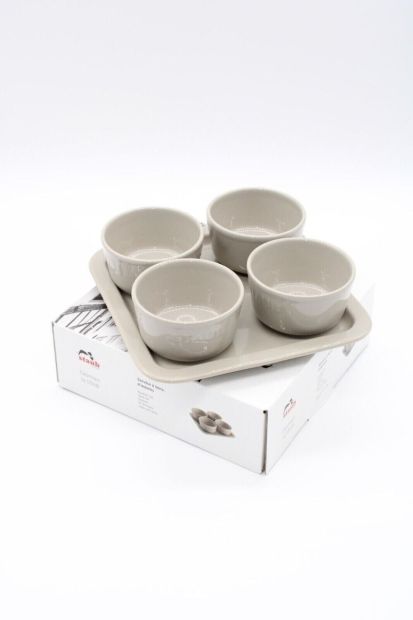 Staub Tapas Set Dipschalen Tablett Keramik Grau 21,5 x 21,5cm -0,15 L- [8er set]