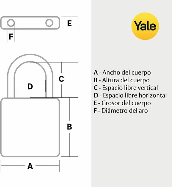 Yale Vorhangschloss Vorhängeschloss 44 mm laminiertes Stahl inkl. 3 Schlüssel