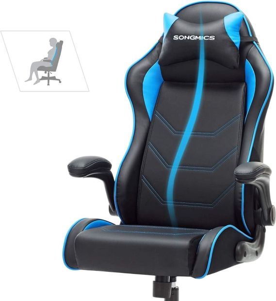 Songmics® Gaming Stuhl Racing Bürostuhl Schreibtischstuhl Schwarz-Blau