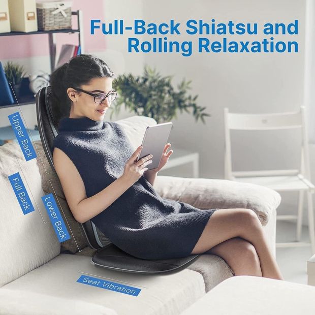 RENPHO Massagesitzauflage Wärmefunktion Rückenmassagegerät S-Form mit Vibration 