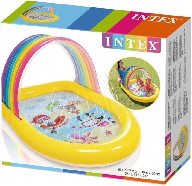Intex Kinderpool XXL Rainbow Spray Pool Schwimmbecken