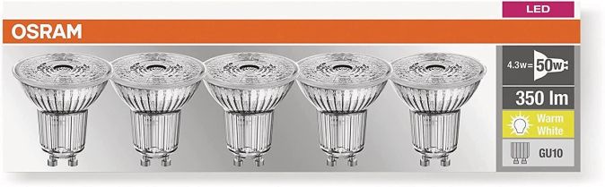 OSRAM GU10 LED BASE PAR16 50W Strahler Lampe [5er Pack]